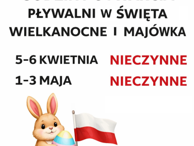 Godziny otwarcia pływalni w Święta Wielkanocne i Majówkę